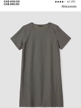 Eileen Fisher Stretch Crepe Jewel Neck Dress  Washable Size M black Knee length